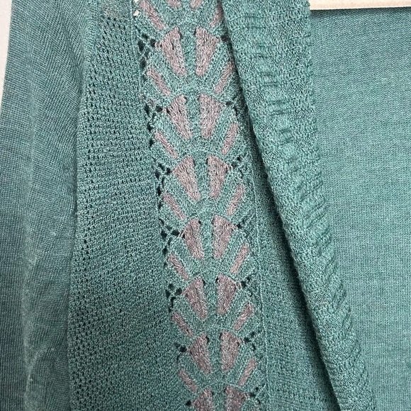 Anthropologie Lace Wool Cardigan Green Size Small - Picture 5 of 5